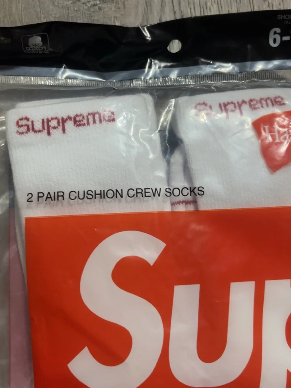 Supreme 2-Pack Cushion Crew Socks - White & Red